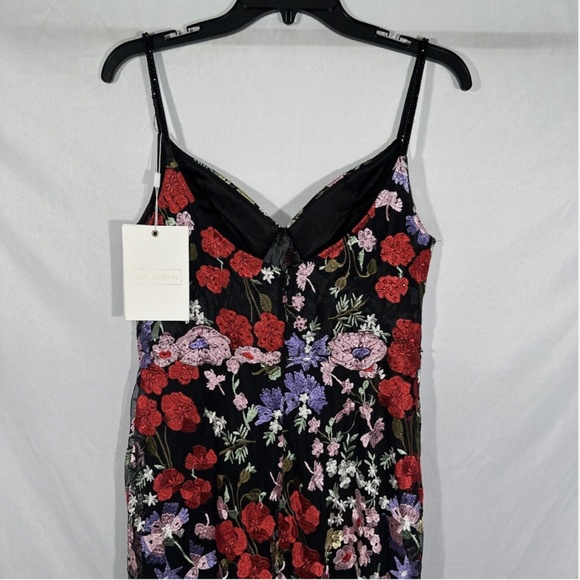 NWT $598 Mac Duggal‎ [ 8 ] Floral Lace Embroidered Sweetheart Gown Black Red - Picture 12 of 16